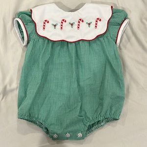 Like new baby girl Anavini hand smocked embroidered Christmas outfit